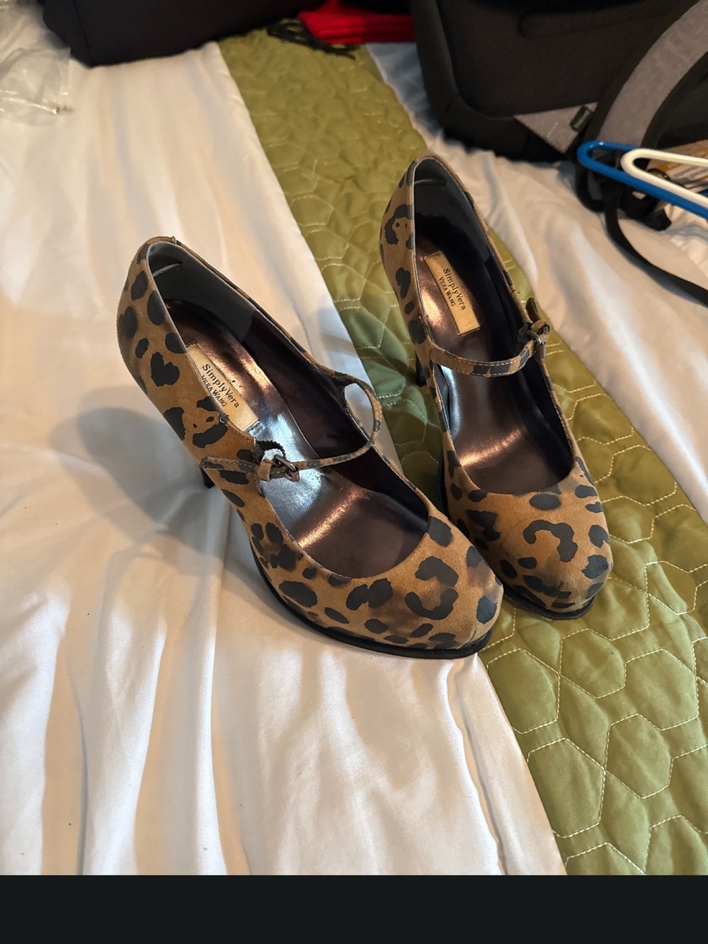 Simply Vera Vera Wang Leopard Print Mary Jane Heels in Tan and Black